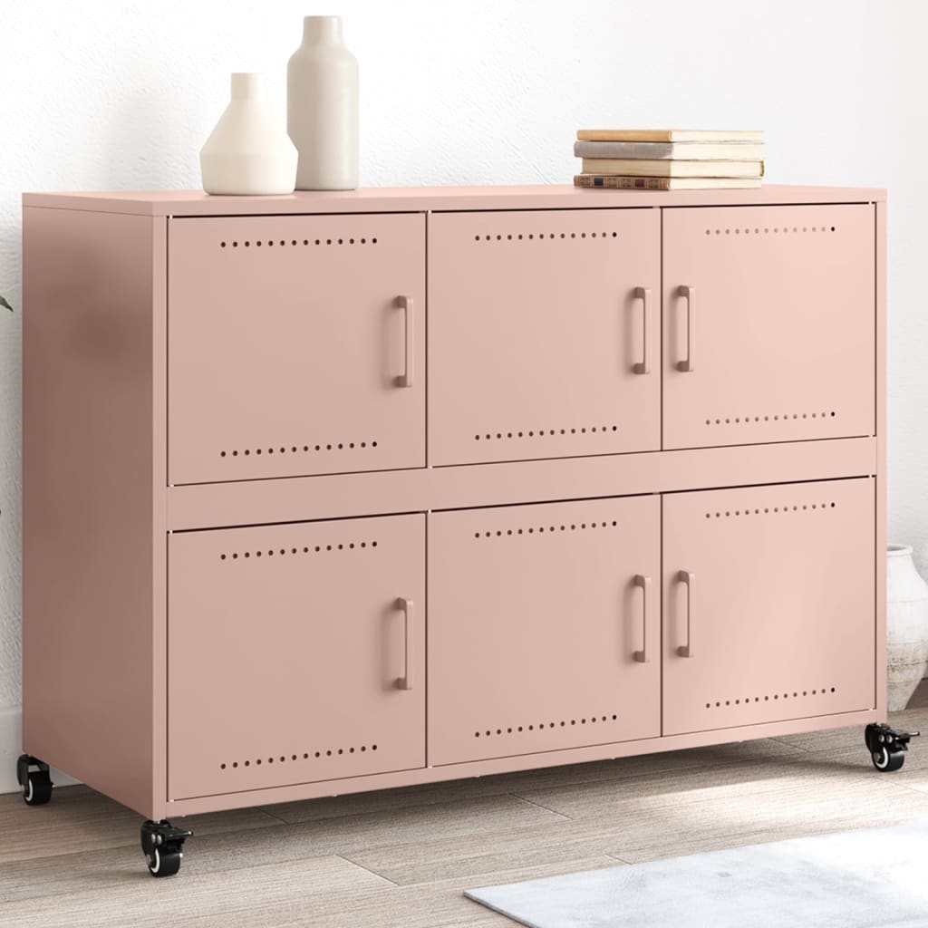 Buffet Industriel en Métal avec Rangement-Rose-1-La-Fabrique-Industrielle