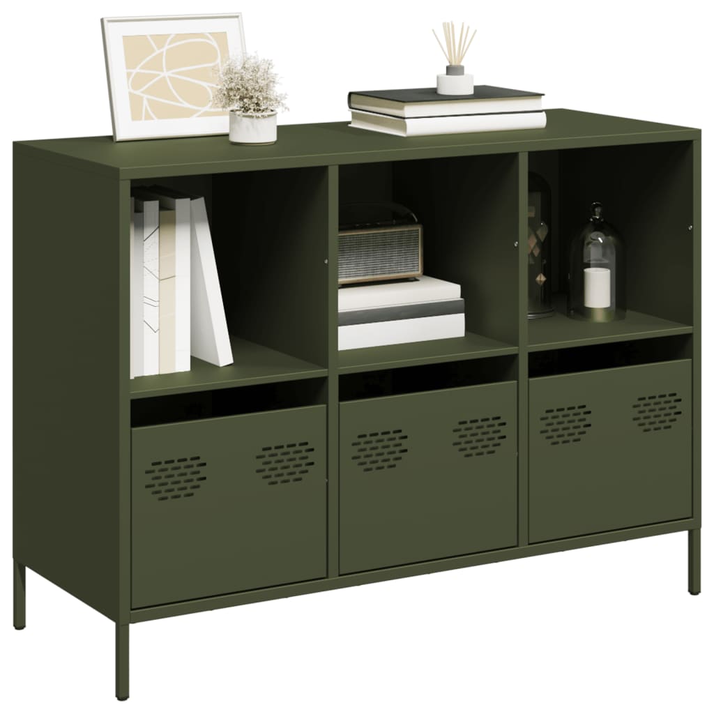 Buffet en Acier Industriel 140 cm-Vert olive-101.5 cm-La-Fabrique-Industrielle