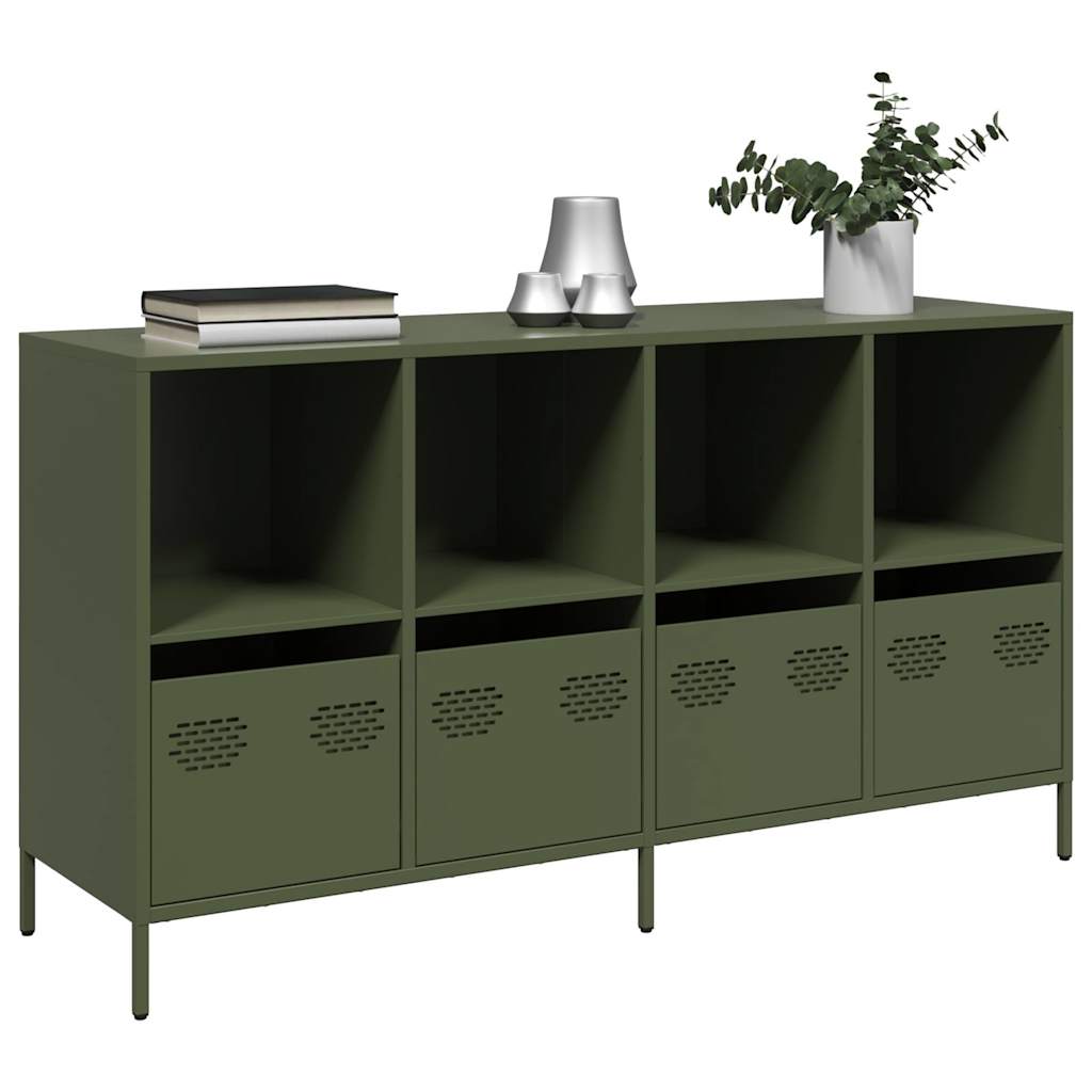 Buffet en Acier Industriel 140 cm-Vert olive-135 cm-La-Fabrique-Industrielle