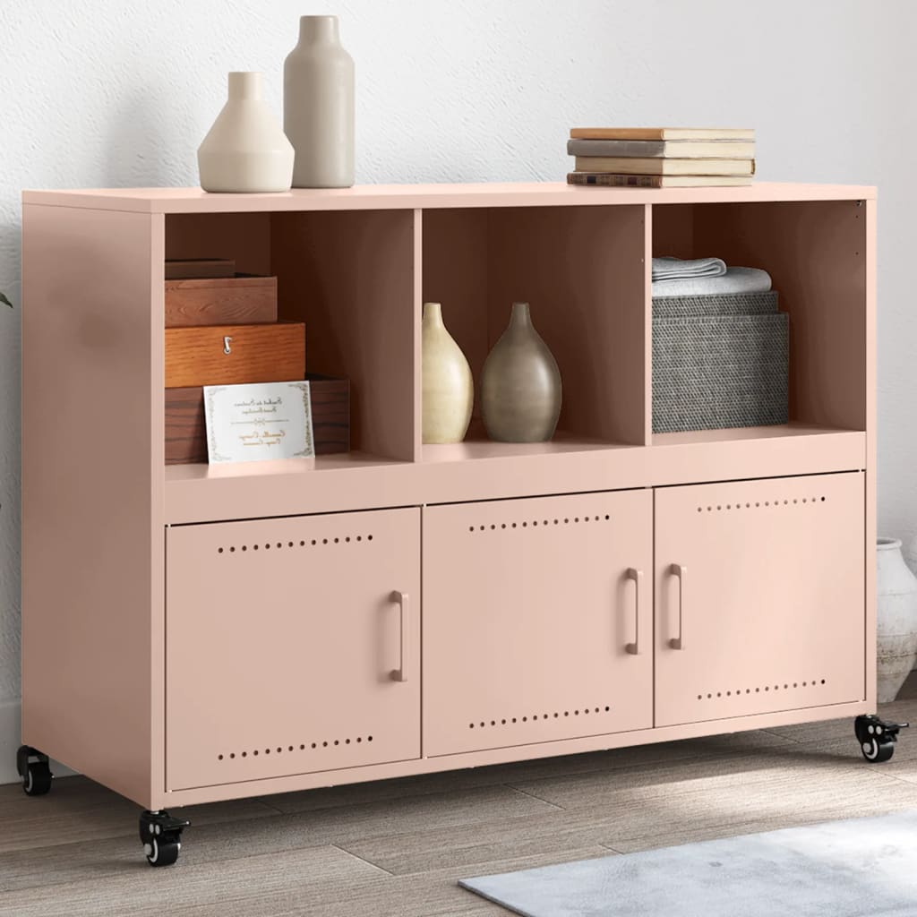 Buffet en Acier Industriel avec Casiers-Rose-1-La-Fabrique-Industrielle