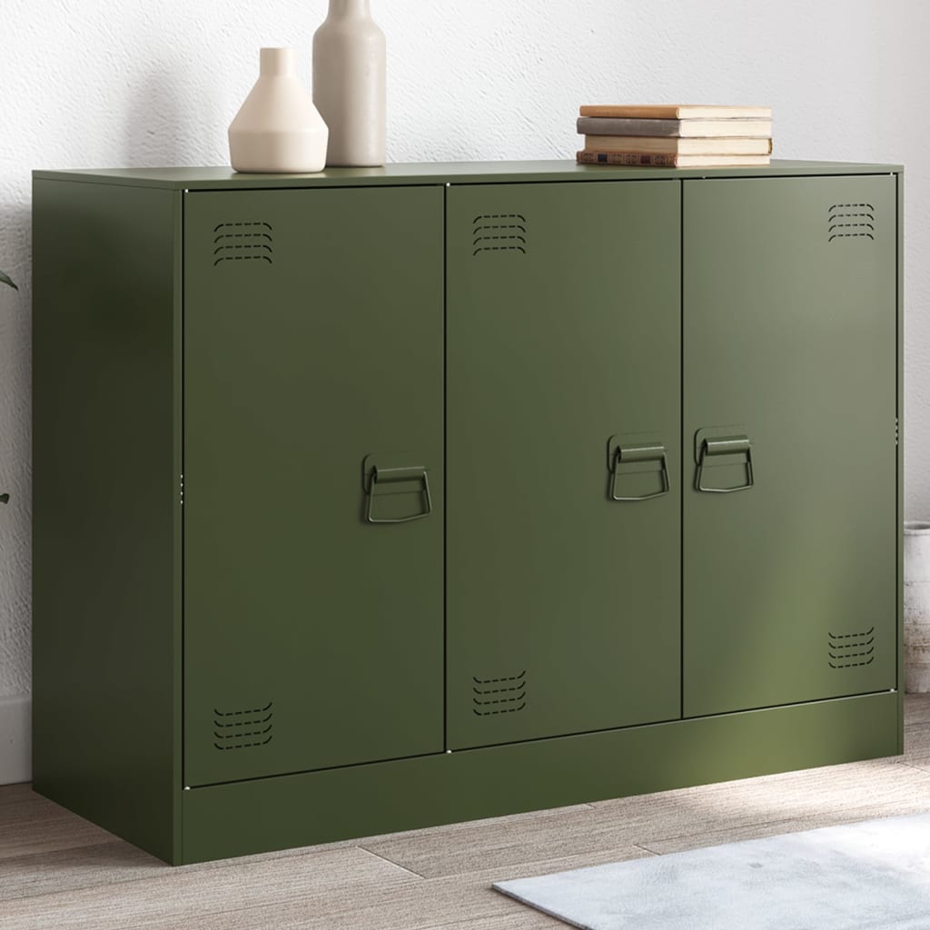 Buffet en Acier Style Industriel-Vert olive-1-La-Fabrique-Industrielle