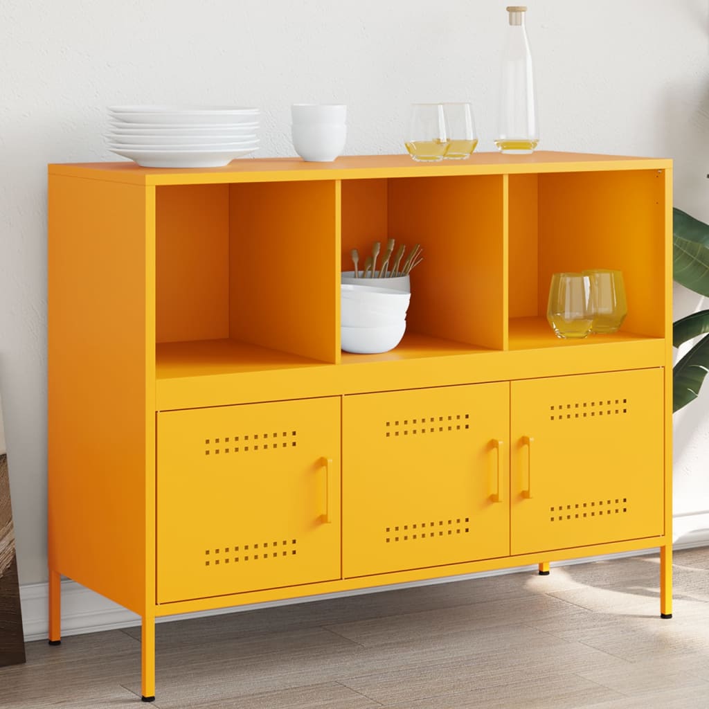 Buffet en Acier au Style Industriel-Jaune-1-La-Fabrique-Industrielle