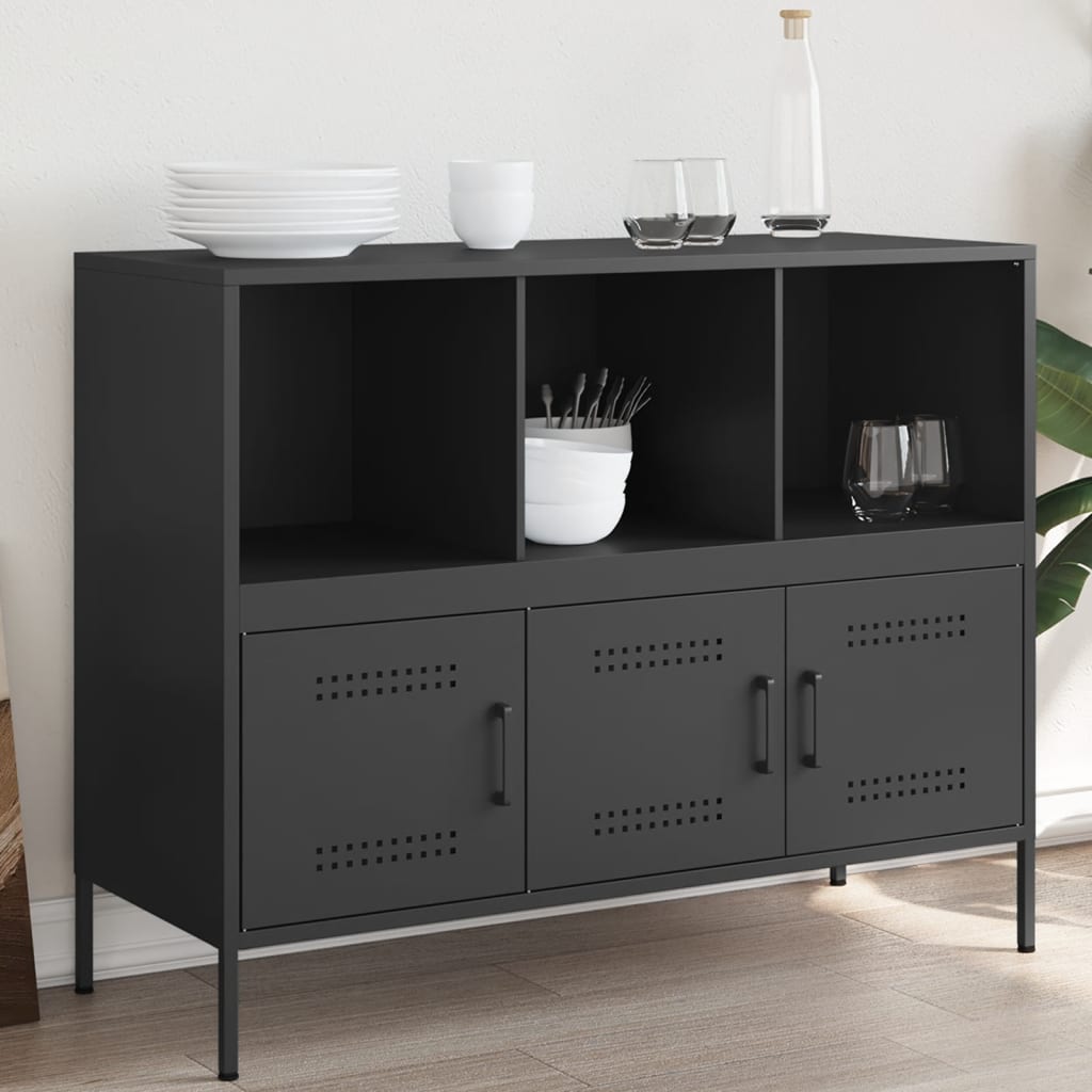 Buffet en Acier au Style Industriel-Noir-1-La-Fabrique-Industrielle