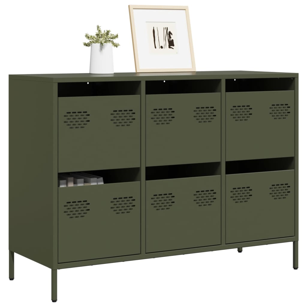 Buffet en Métal et Acier Style Industriel-Vert olive-101.5 cm-1-La-Fabrique-Industrielle