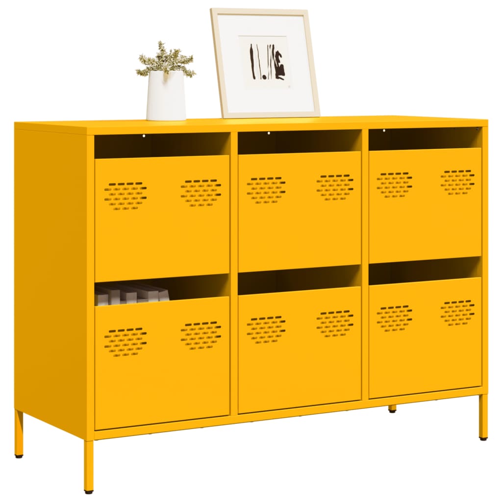 Buffet en Métal et Acier Style Industriel-jaune moutarde-101.5 cm-1-La-Fabrique-Industrielle