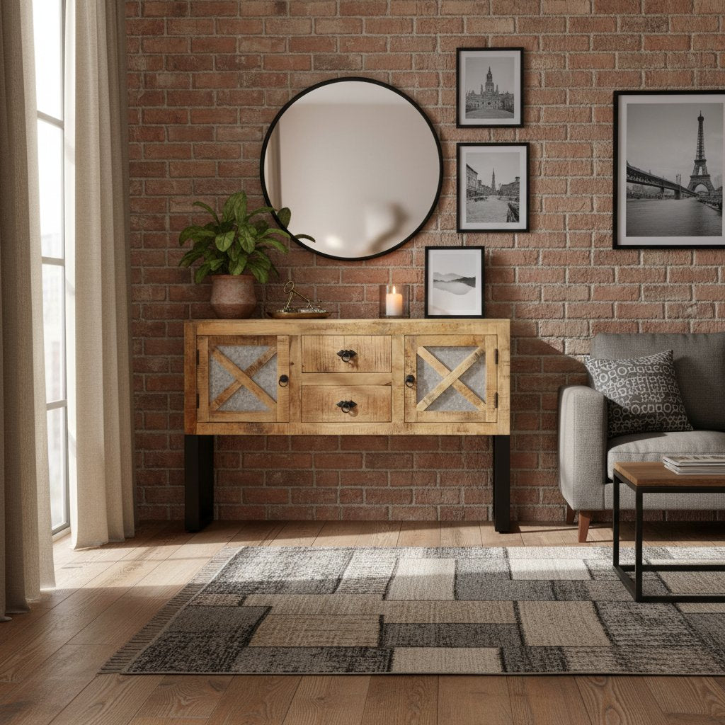 Buffet Bois Moderne en Manguier Brut