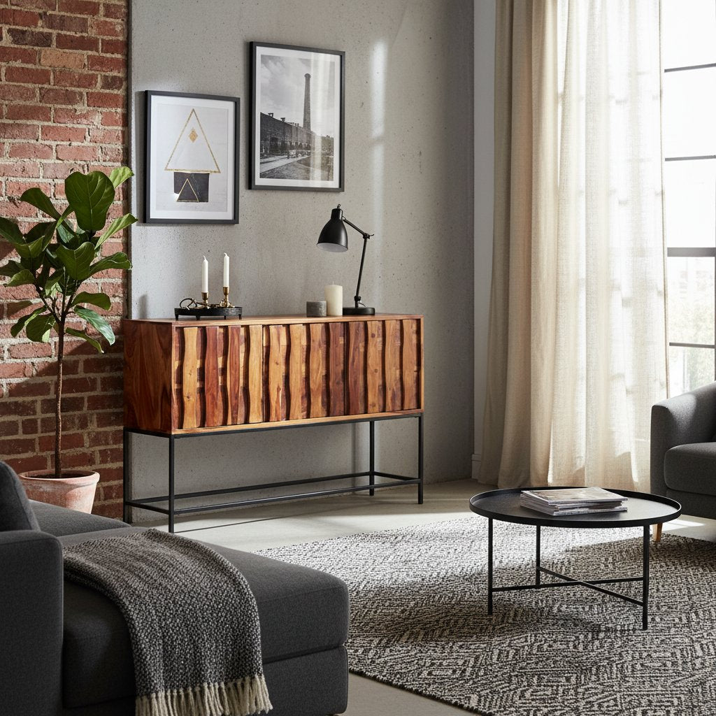 Buffet Industriel en Bois Massif et Métal