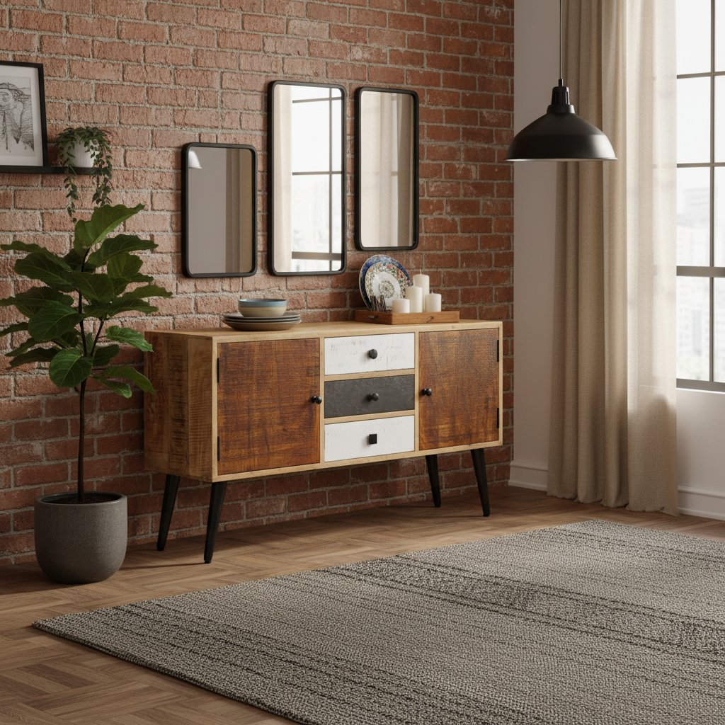 Buffet Industriel en Bois de Manguier