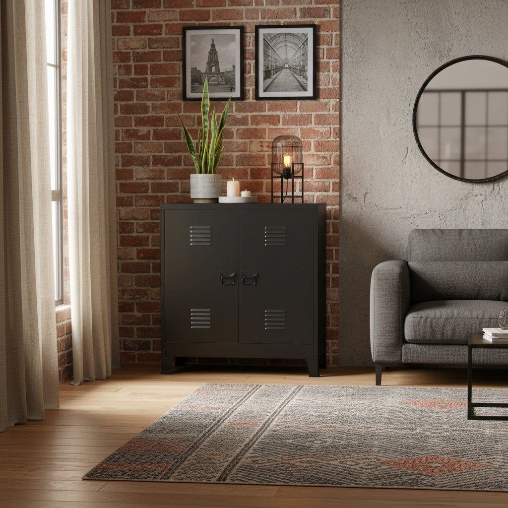 Buffet Industriel en Métal Noir Moderne