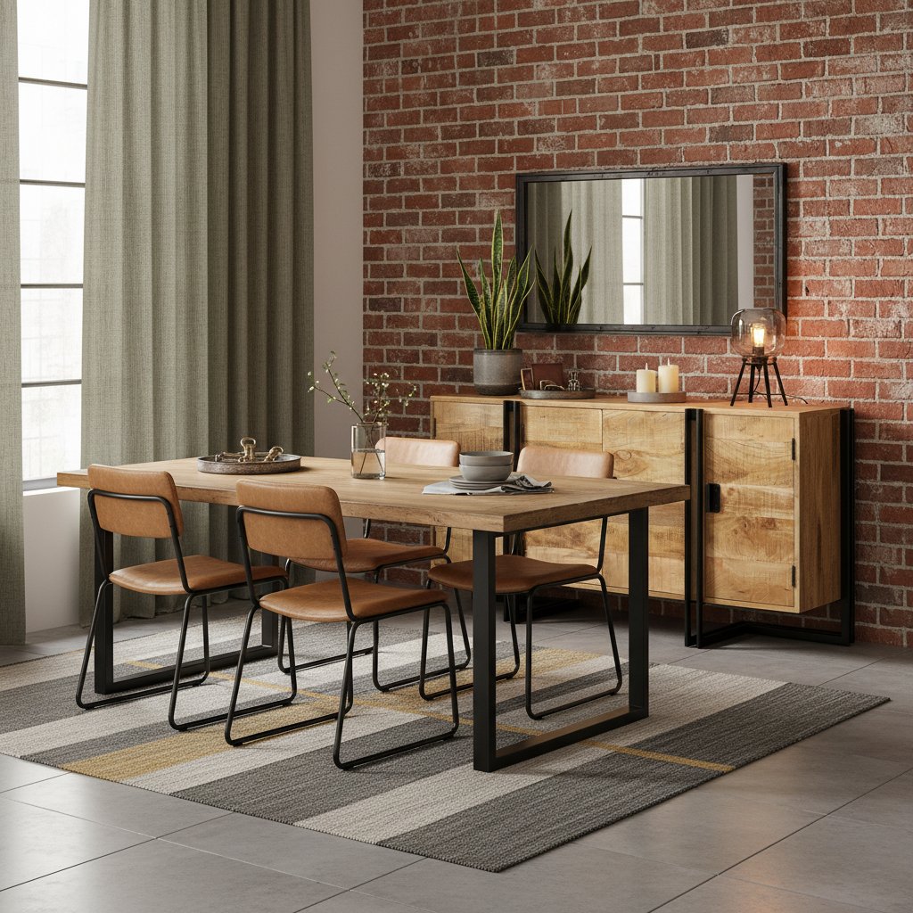 Buffet Style Industriel en Bois de Manguier