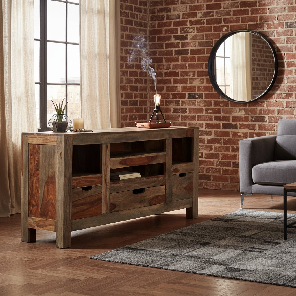 Buffet en Bois Foncé Style Industriel