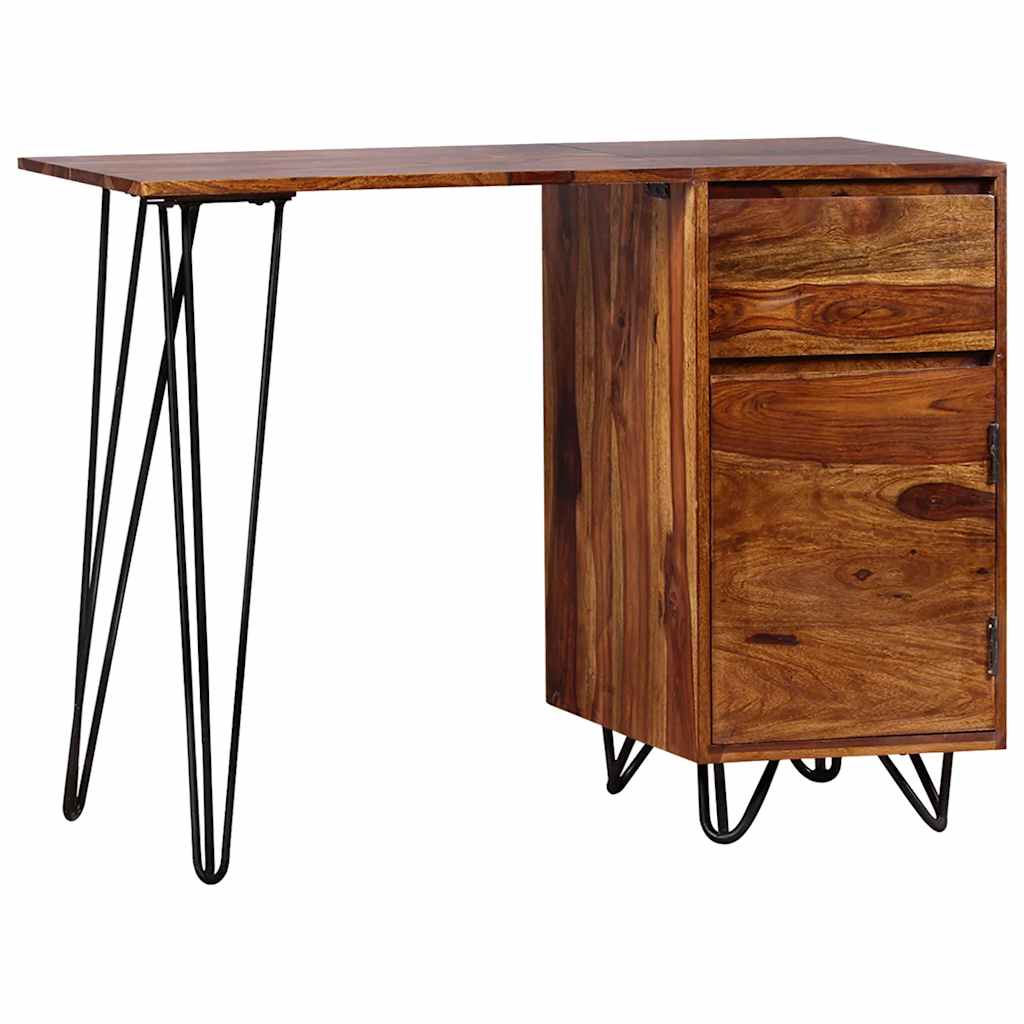 Bureau Élégant en Métal Noir et Bois Massif-La-Fabrique-Industrielle