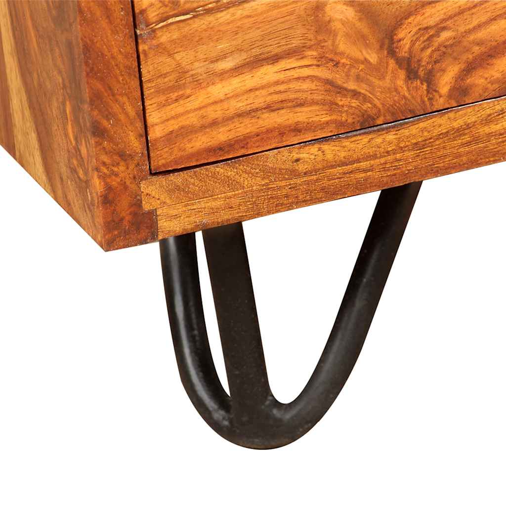 Bureau Élégant en Métal Noir et Bois Massif-La-Fabrique-Industrielle