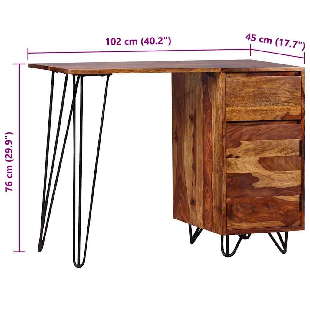 Bureau Élégant en Métal Noir et Bois Massif-La-Fabrique-Industrielle