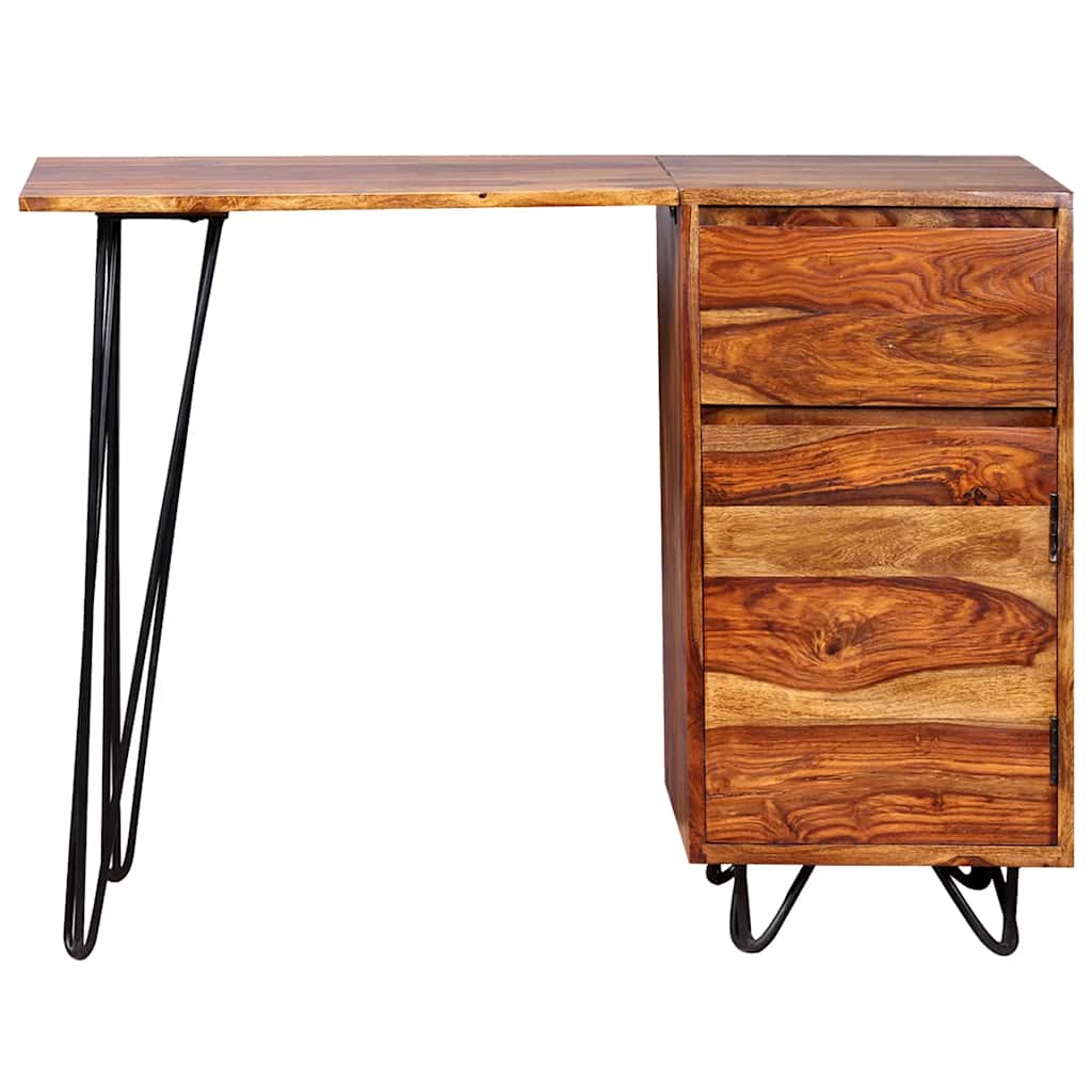 Bureau Élégant en Métal Noir et Bois Massif-La-Fabrique-Industrielle