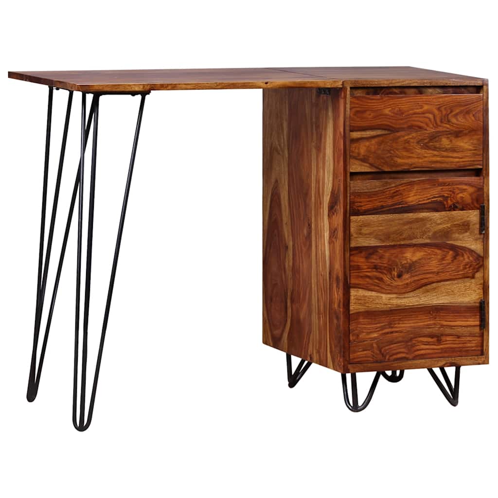 Bureau Élégant en Métal Noir et Bois Massif-La-Fabrique-Industrielle