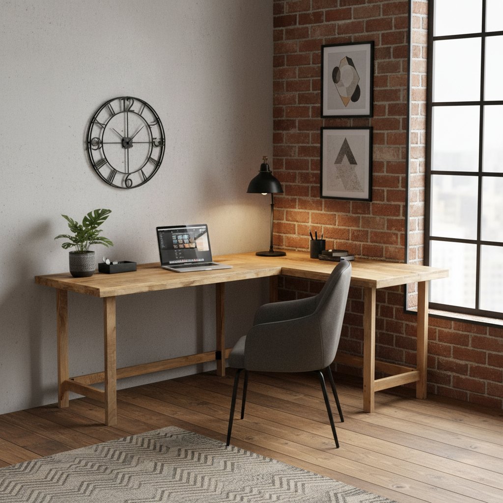 Bureau d'Angle en Bois de Manguier Massif