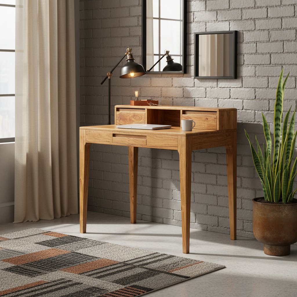 Bureau en Bois Massif au Style Industriel