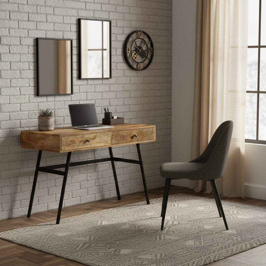 Bureau en Bois et Acier Style Industriel Loft