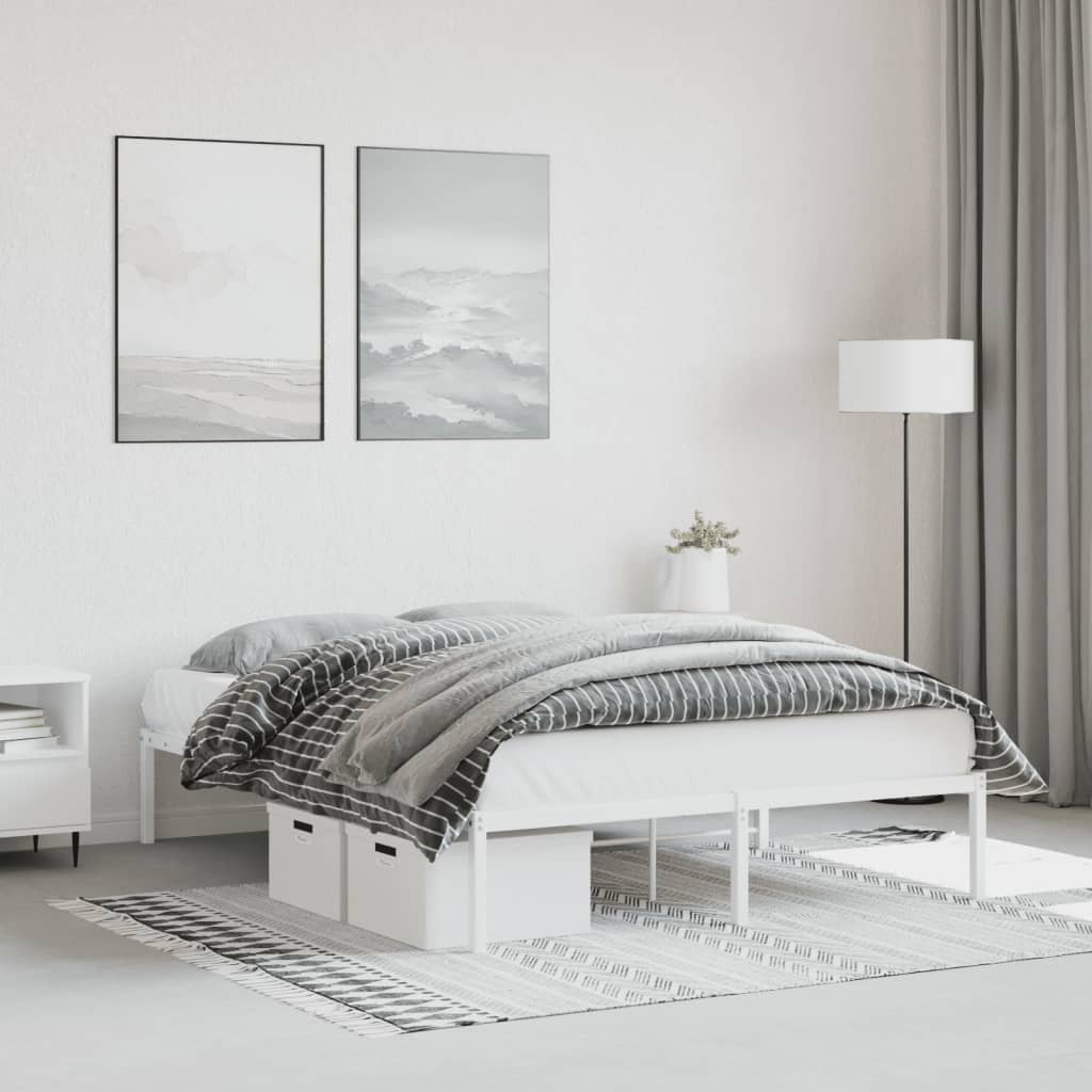 Cadre Lit Métallique Une Place-Blanc-135 x 190 cm-La-Fabrique-Industrielle
