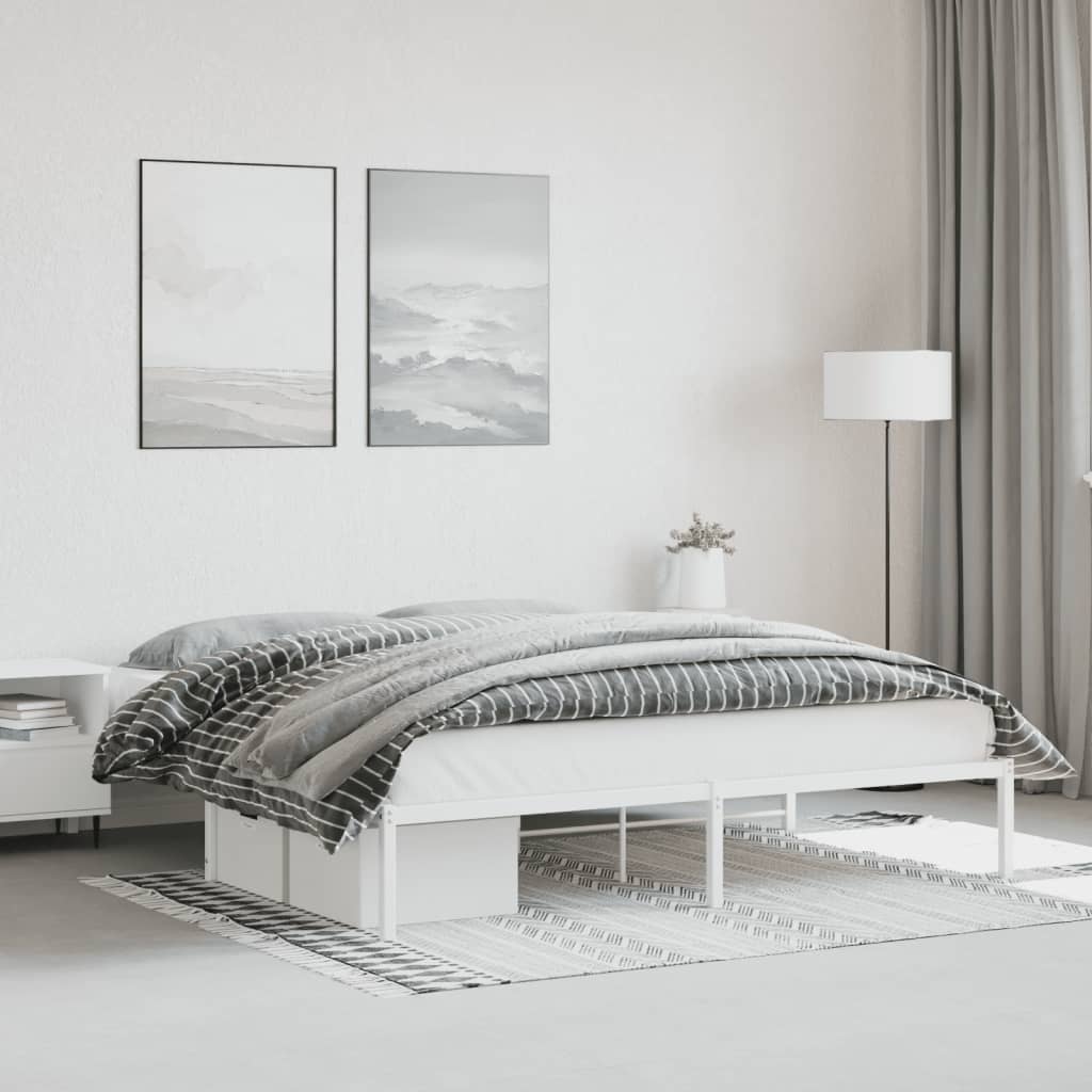 Cadre Lit Métallique Une Place-Blanc-183 x 213 cm-La-Fabrique-Industrielle