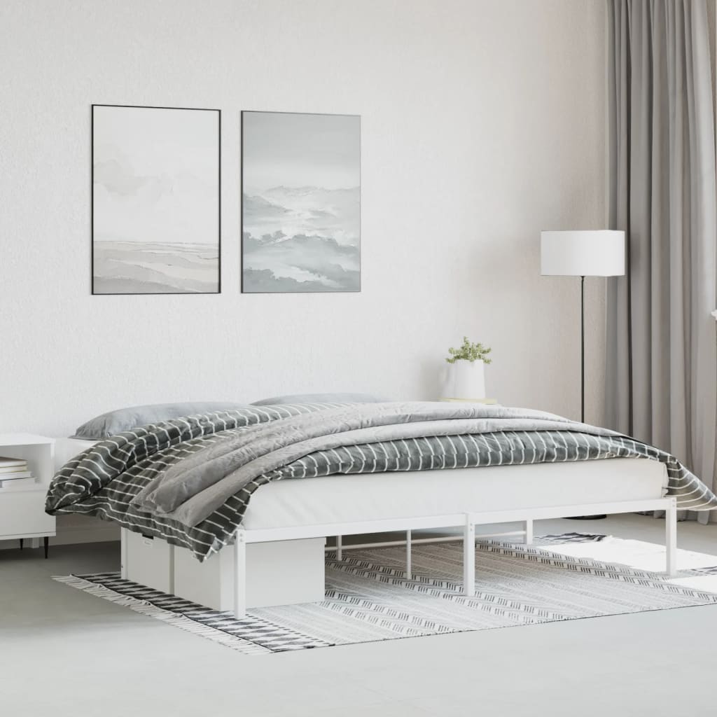 Cadre Lit Métallique Une Place-Blanc-193 x 203 cm-La-Fabrique-Industrielle