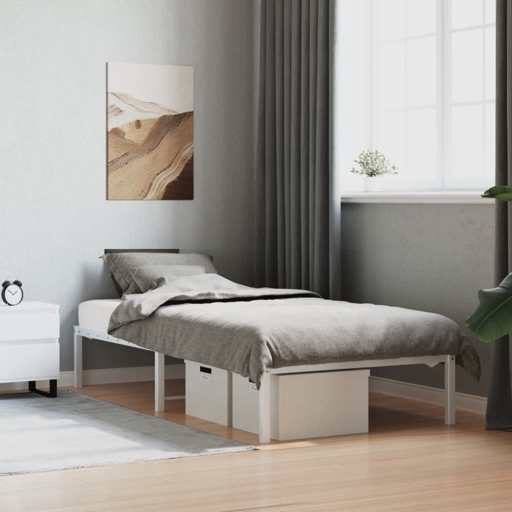 Cadre Lit Métallique Une Place-Blanc-90 x 190 cm-La-Fabrique-Industrielle