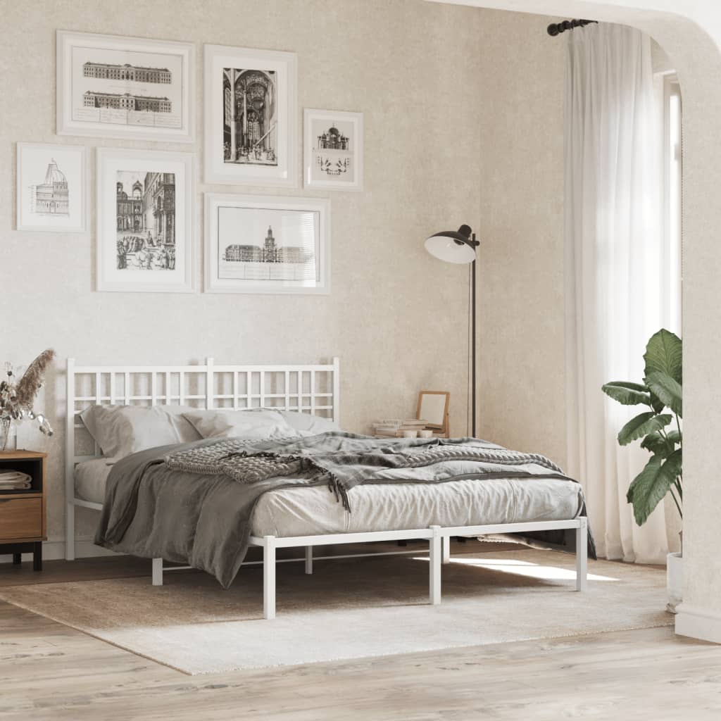 Cadre de Lit Double Industriel en Métal Noir-Blanc-avec tête de lit-120 x 190 cm-La-Fabrique-Industrielle