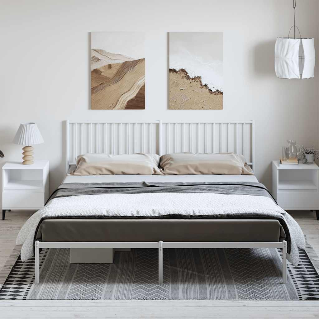 Cadre de Lit Industriel en Métal Blanc-avec tête de lit-183 x 213 cm-La-Fabrique-Industrielle