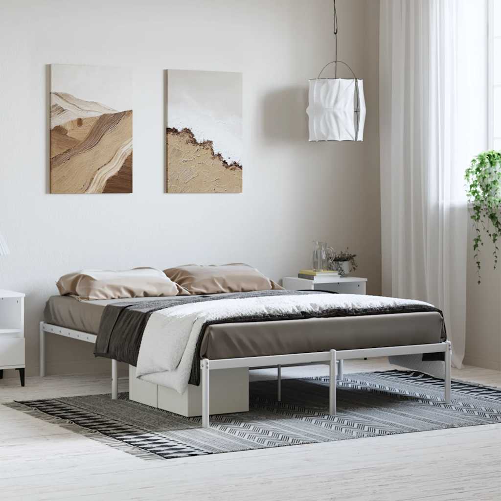 Cadre de Lit Industriel en Métal Blanc-sans tête de lit-135 x 190 cm-La-Fabrique-Industrielle