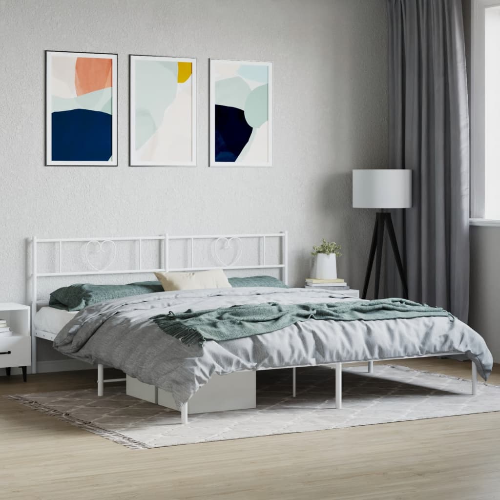 Cadre de Lit Industriel en Métal Noir 140X190-Blanc-avec tête de lit-180 x 200 cm-La-Fabrique-Industrielle