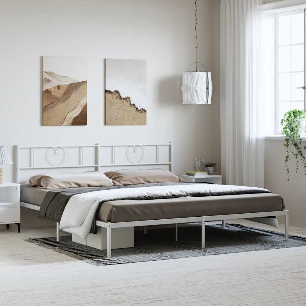Cadre de Lit Industriel en Métal Noir 140X190-Blanc-avec tête de lit-183 x 213 cm-La-Fabrique-Industrielle