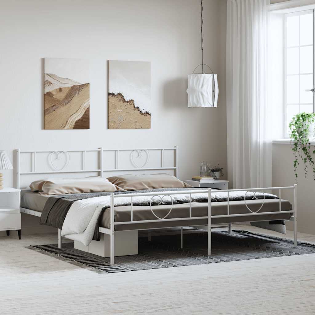 Cadre de Lit Industriel en Métal Noir 140X190-Blanc-avec tête de lit et pied de lit-183 x 213 cm-La-Fabrique-Industrielle