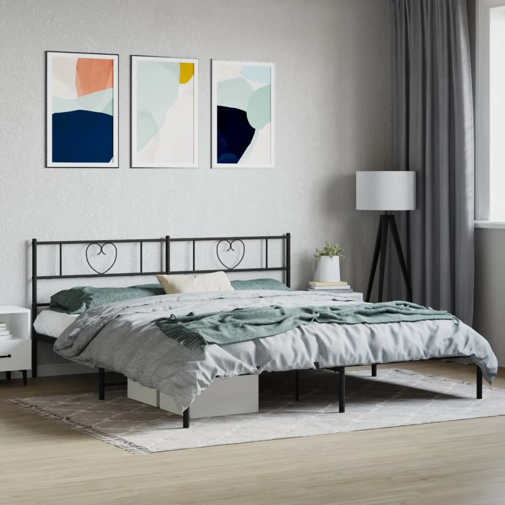 Cadre de Lit Industriel en Métal Noir 140X190-Noir-avec tête de lit-180 x 200 cm-La-Fabrique-Industrielle
