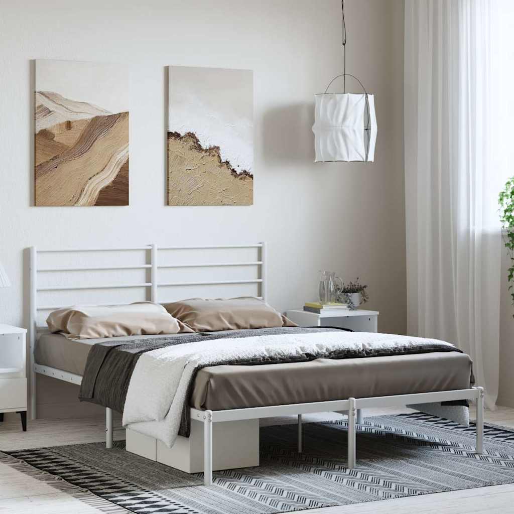 Cadre de Lit Métallique Blanc Style Industriel-Blanc-avec tête de lit-135 x 190 cm-La-Fabrique-Industrielle