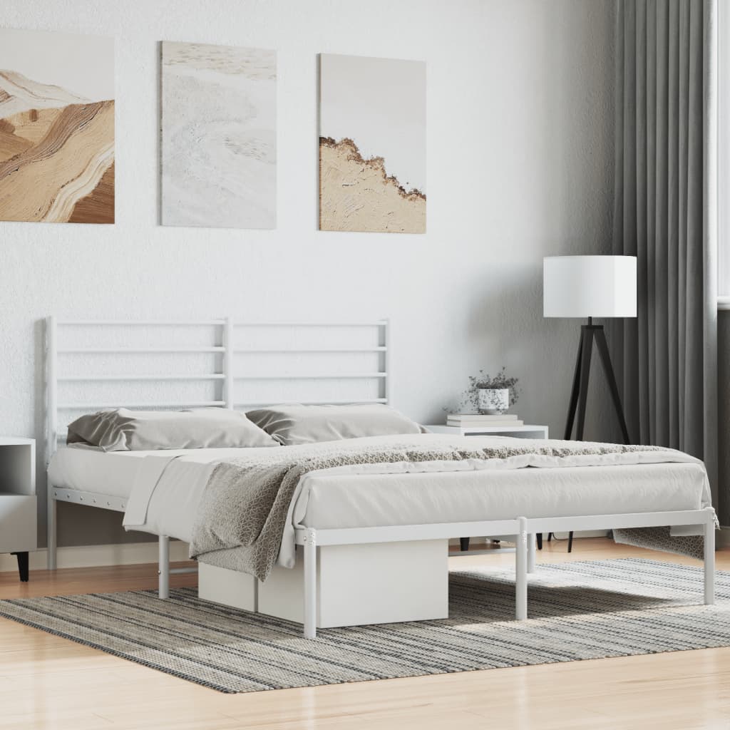 Cadre de Lit Métallique Blanc Style Industriel-Blanc-avec tête de lit-140 x 190 cm-La-Fabrique-Industrielle