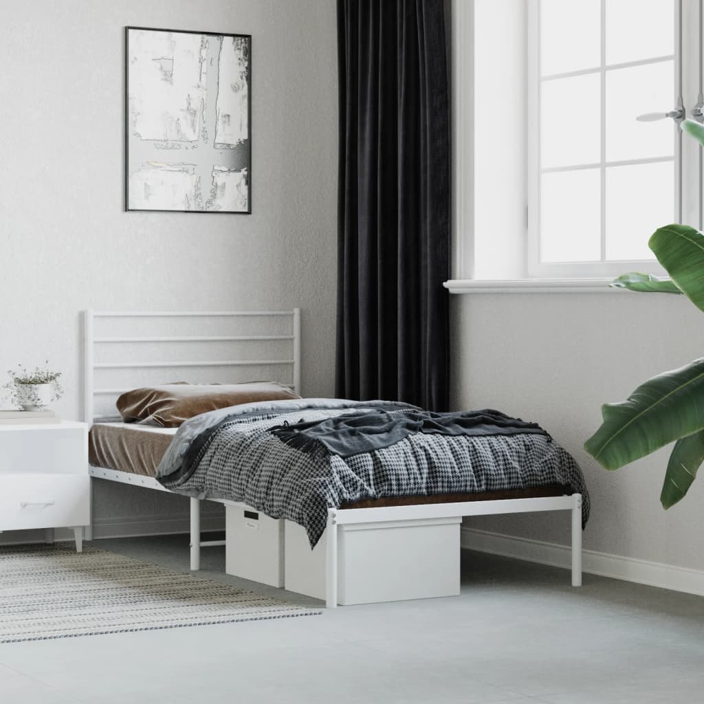 Cadre de Lit Métallique Blanc Style Industriel-Blanc-avec tête de lit-90 x 190 cm-La-Fabrique-Industrielle