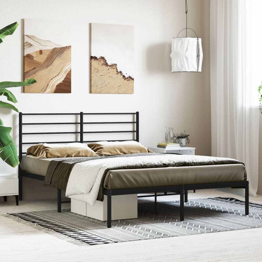 Cadre de Lit Métallique Blanc Style Industriel-Noir-avec tête de lit-140 x 190 cm-La-Fabrique-Industrielle