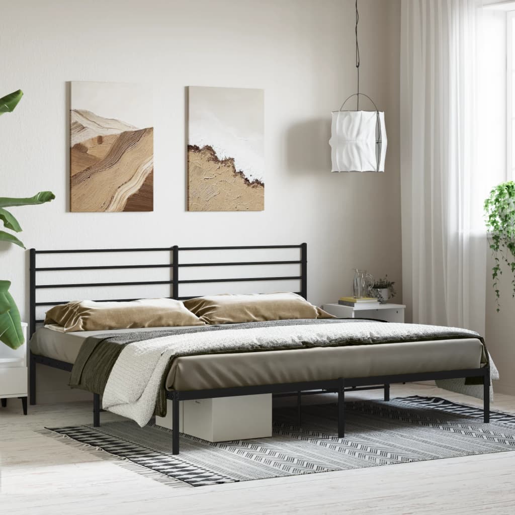 Cadre de Lit Métallique Blanc Style Industriel-Noir-avec tête de lit-180 x 200 cm-La-Fabrique-Industrielle