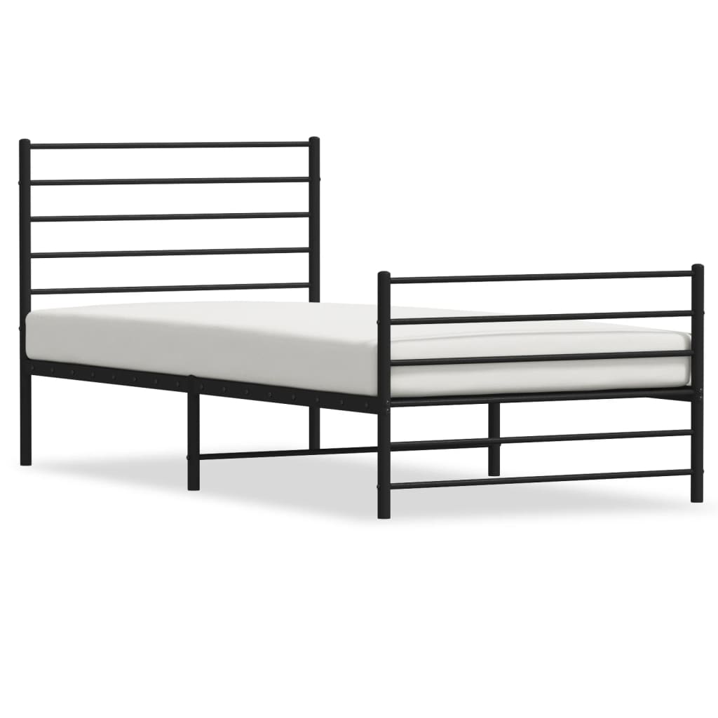 Cadre de Lit Métallique Blanc Style Industriel-Noir-avec tête de lit et pied de lit-107 x 203 cm-La-Fabrique-Industrielle