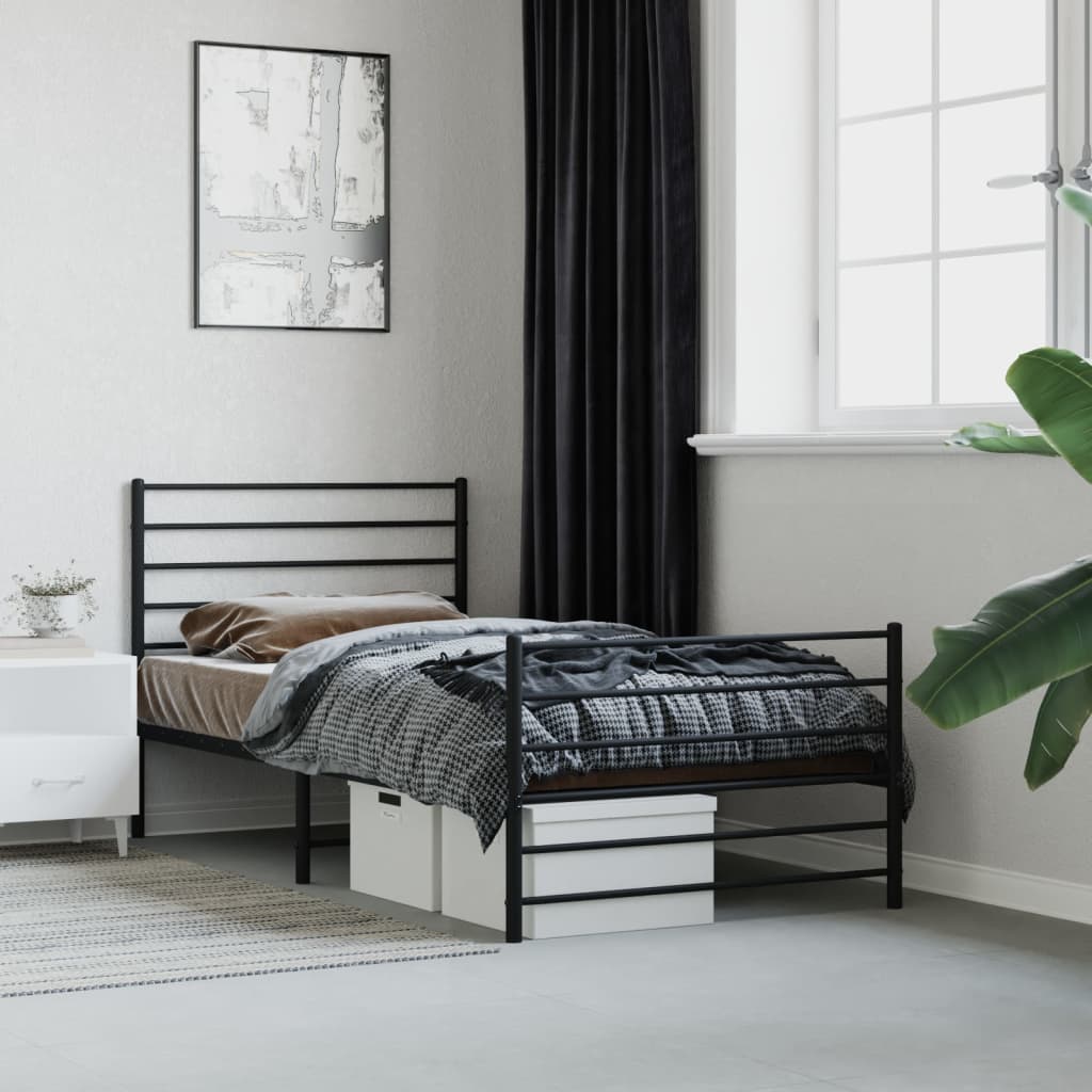 Cadre de Lit Métallique Blanc Style Industriel-Noir-avec tête de lit et pied de lit-80 x 200 cm-La-Fabrique-Industrielle