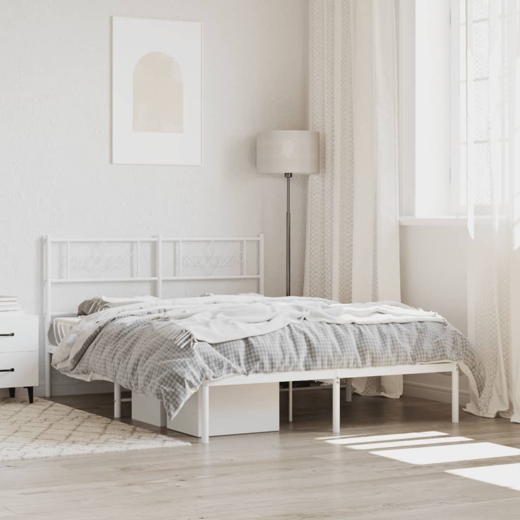 Cadre de Lit Métallique Moderne Blanc-Blanc-avec tête de lit-120 x 190 cm-La-Fabrique-Industrielle
