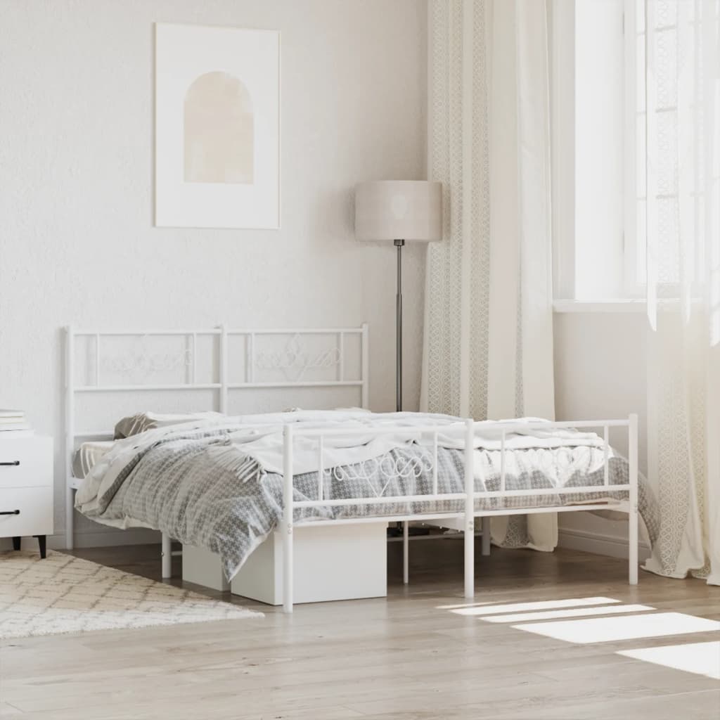 Cadre de Lit Métallique Moderne Blanc-Blanc-avec tête de lit et pied de lit-140 x 190 cm-La-Fabrique-Industrielle
