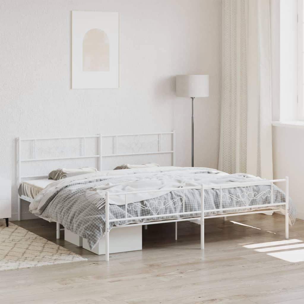 Cadre de Lit Métallique Moderne Blanc-Blanc-avec tête de lit et pied de lit-180 x 200 cm-La-Fabrique-Industrielle