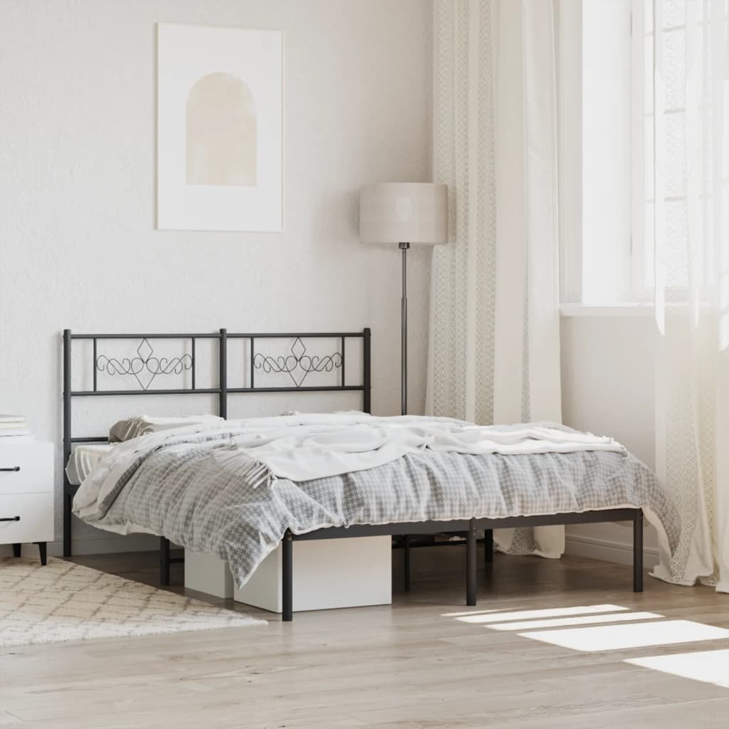 Cadre de Lit Métallique Moderne Blanc-Noir-avec tête de lit-140 x 190 cm-La-Fabrique-Industrielle