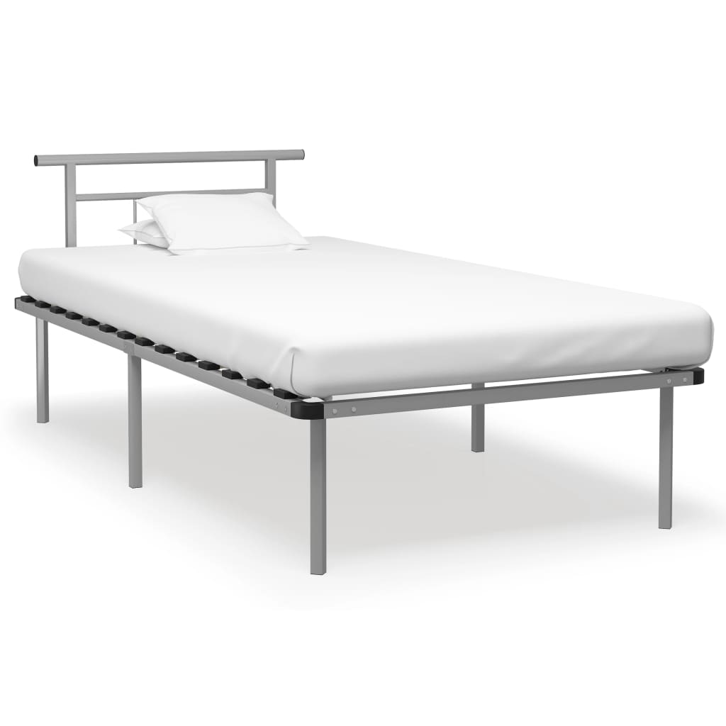 Cadre de Lit Moderne en Métal Blanc-Gris-100 x 200 cm-La-Fabrique-Industrielle