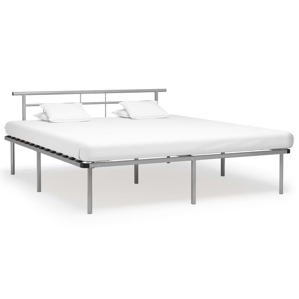 Cadre de Lit Moderne en Métal Blanc-Gris-180 x 200 cm-La-Fabrique-Industrielle