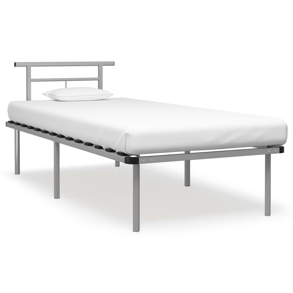 Cadre de Lit Moderne en Métal Blanc-Gris-90 x 200 cm-La-Fabrique-Industrielle