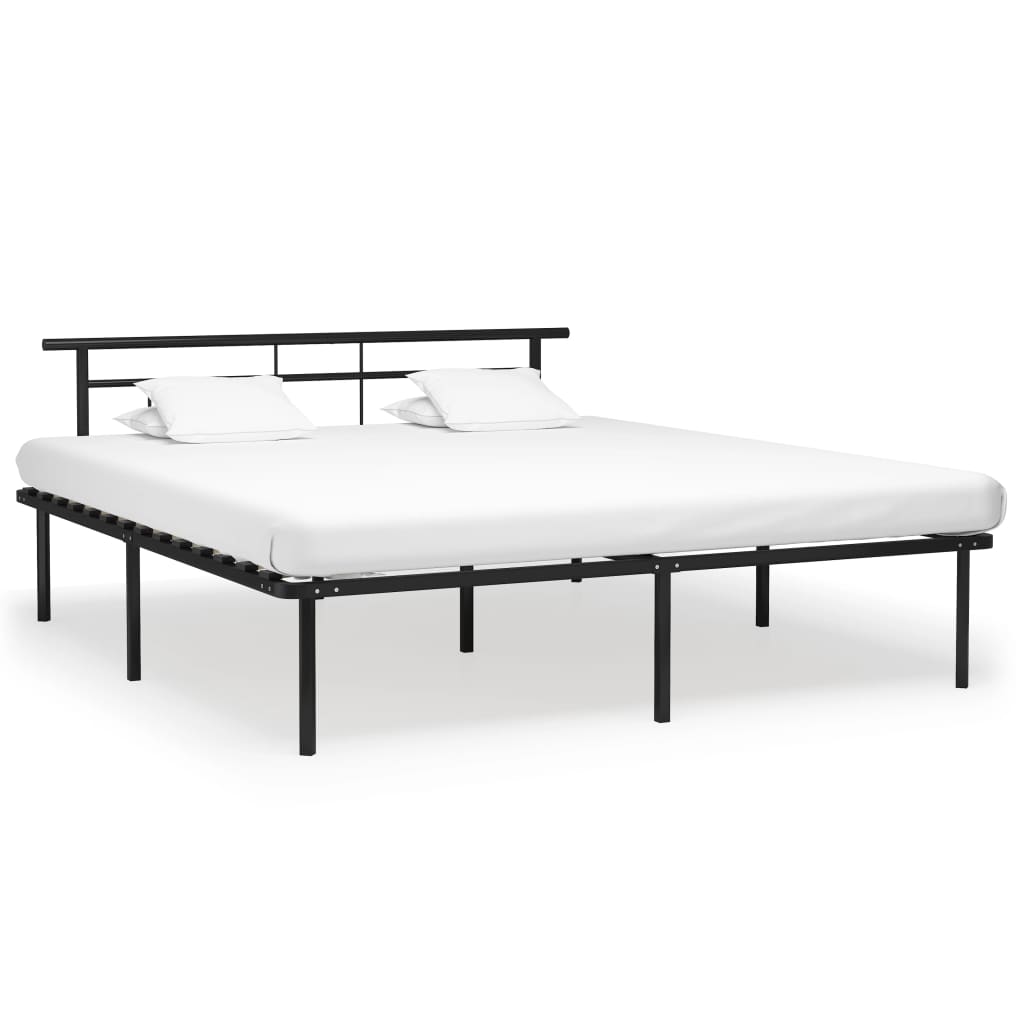 Cadre de Lit Moderne en Métal Blanc-Noir-180 x 200 cm-La-Fabrique-Industrielle