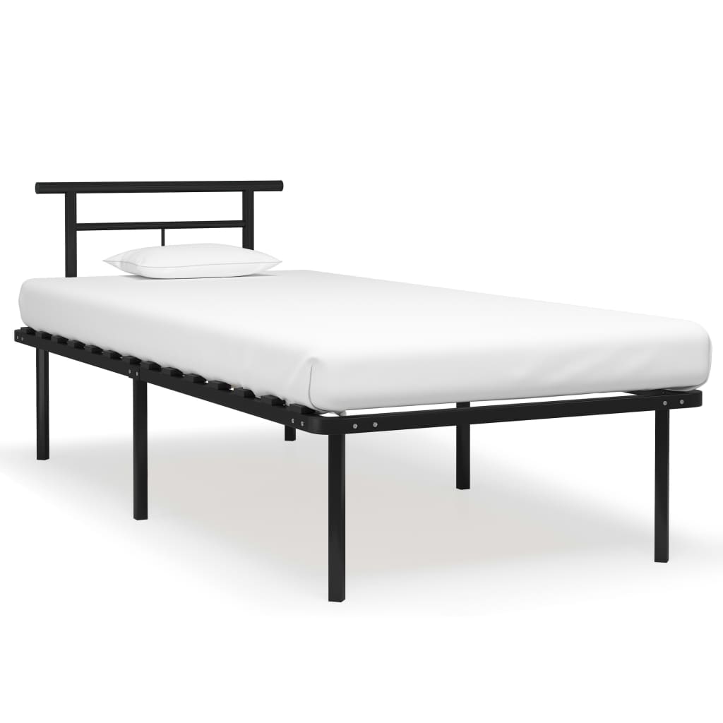Cadre de Lit Moderne en Métal Blanc-Noir-90 x 200 cm-La-Fabrique-Industrielle